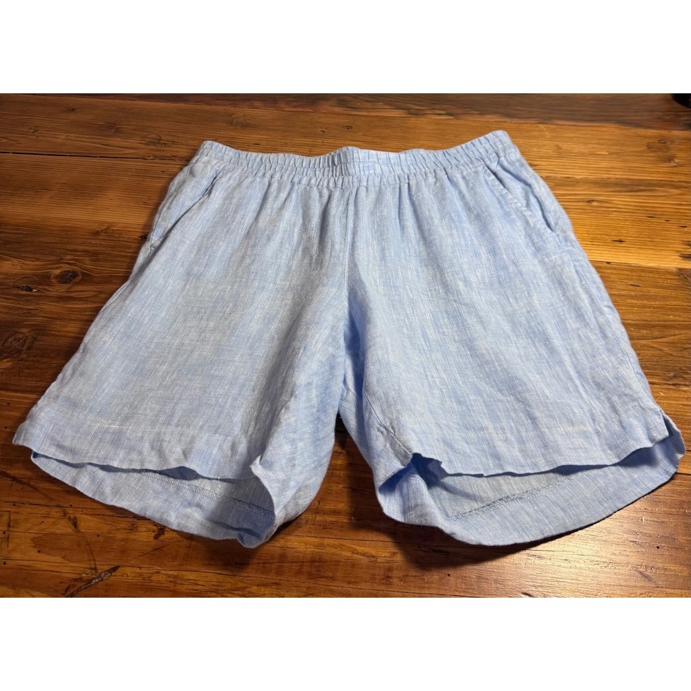 HIHO Men's 100% Linen Elastic Waist Resort Beach Shorts Blue‎ Men's Small - Picture 5 of 11